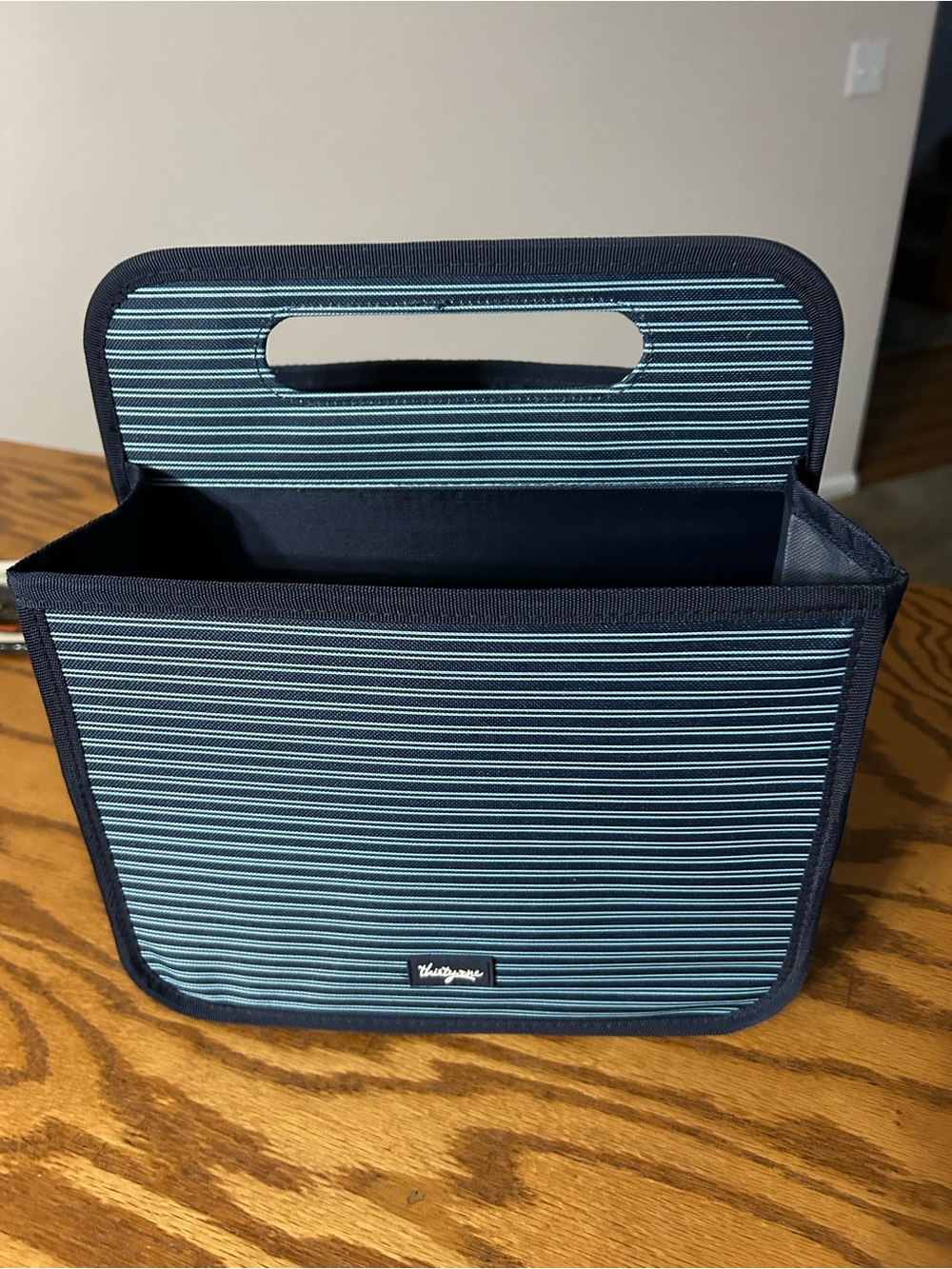 thirty-one Navy and Light Blue Striped Storage Caddy